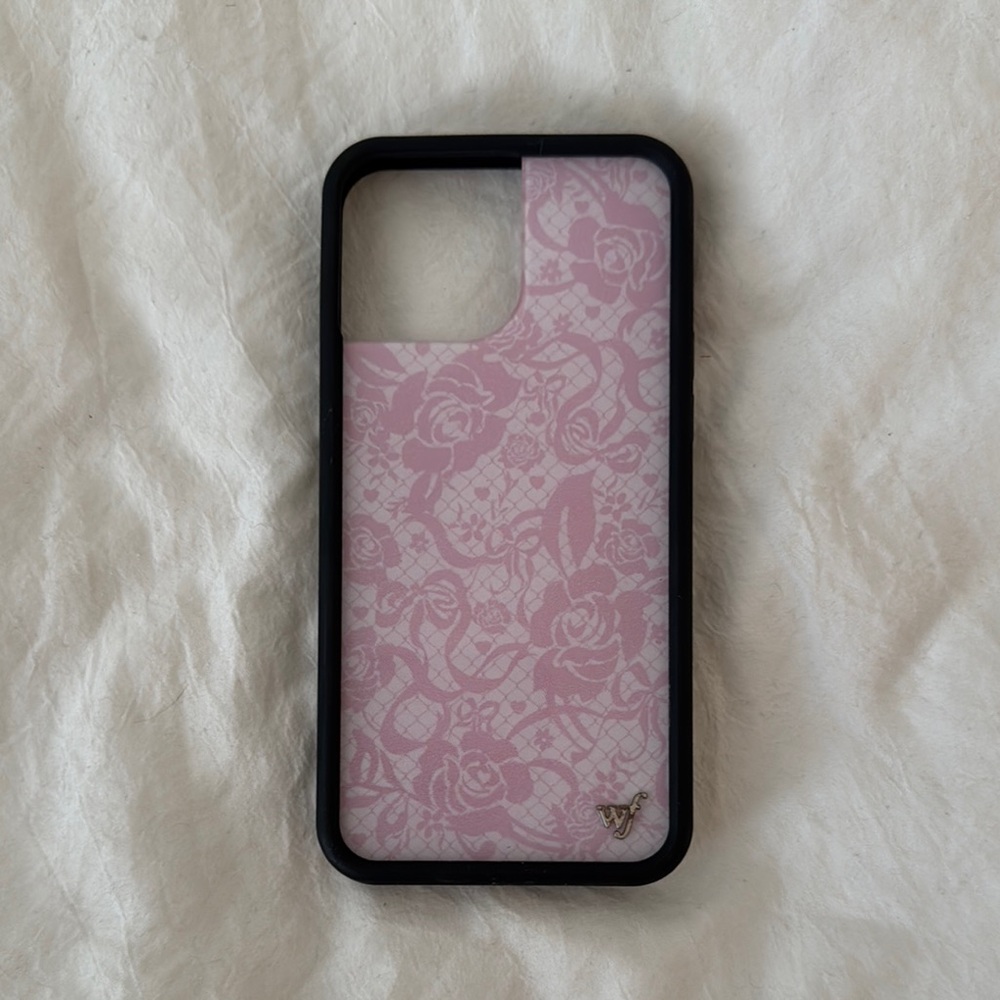 Wildflower 13 Pro Max Pink and Black Floral iPhone Case
